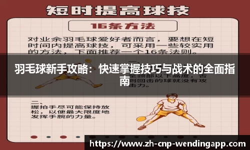 羽毛球新手攻略：快速掌握技巧与战术的全面指南