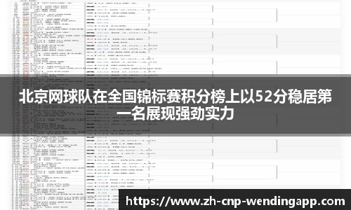 北京网球队在全国锦标赛积分榜上以52分稳居第一名展现强劲实力